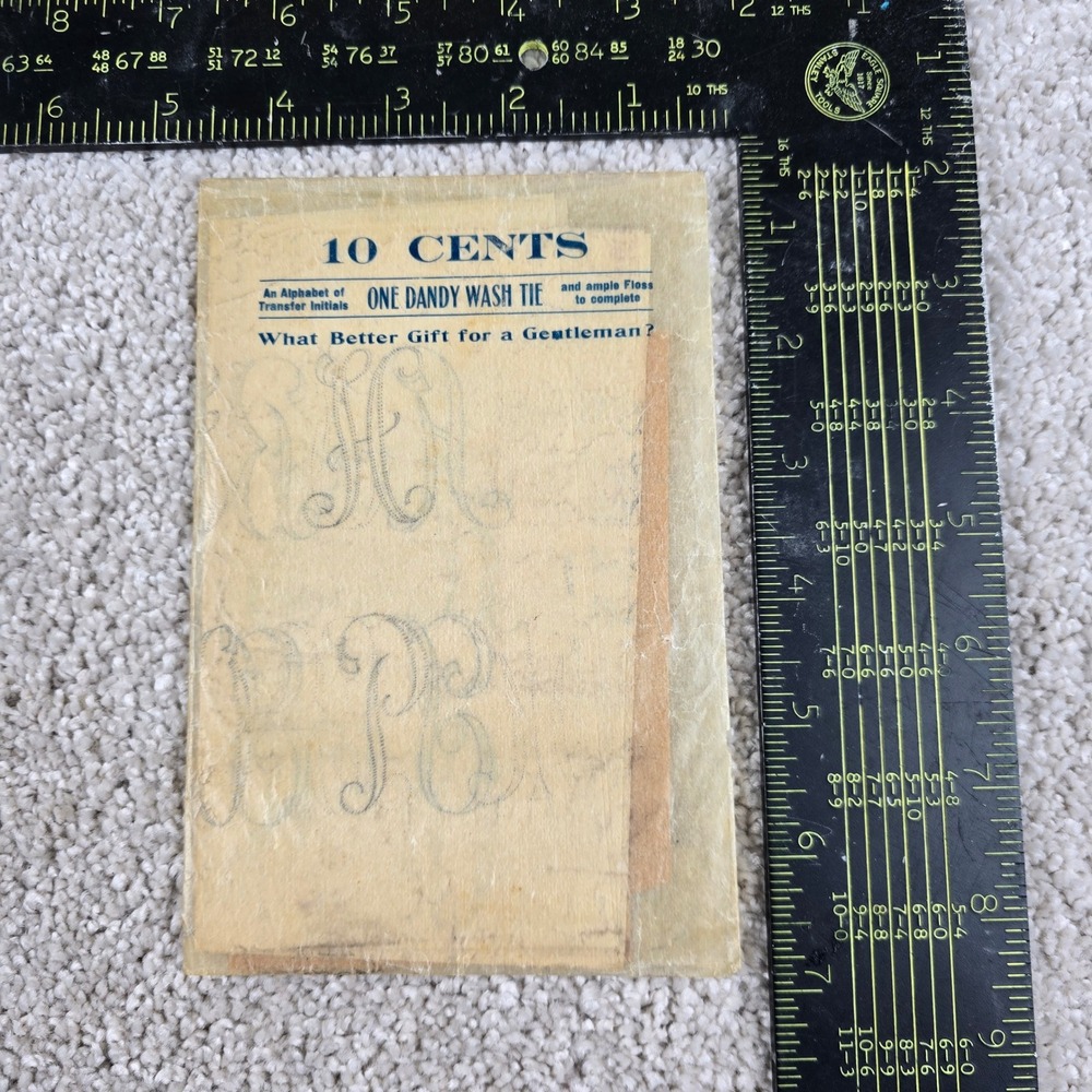 Antique One Dandy Wash Tie Transfer Initials Monogram‎ Gift Embroidery Kit